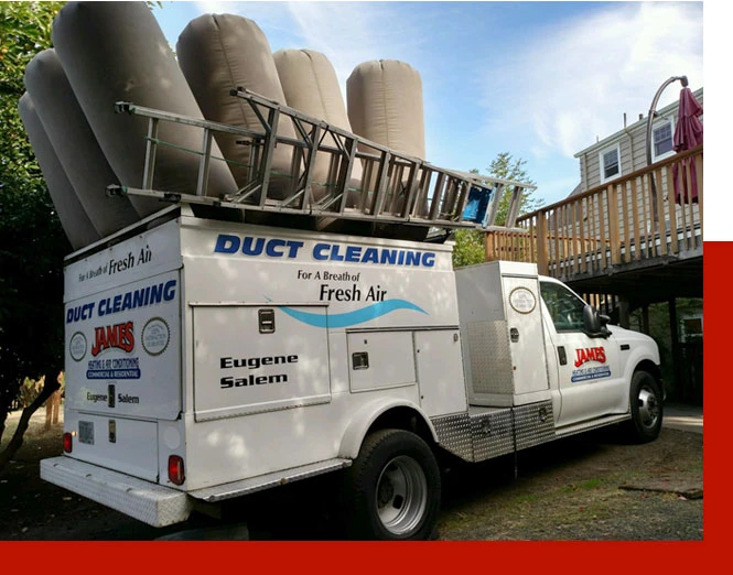 air duct cleaning service truck in action