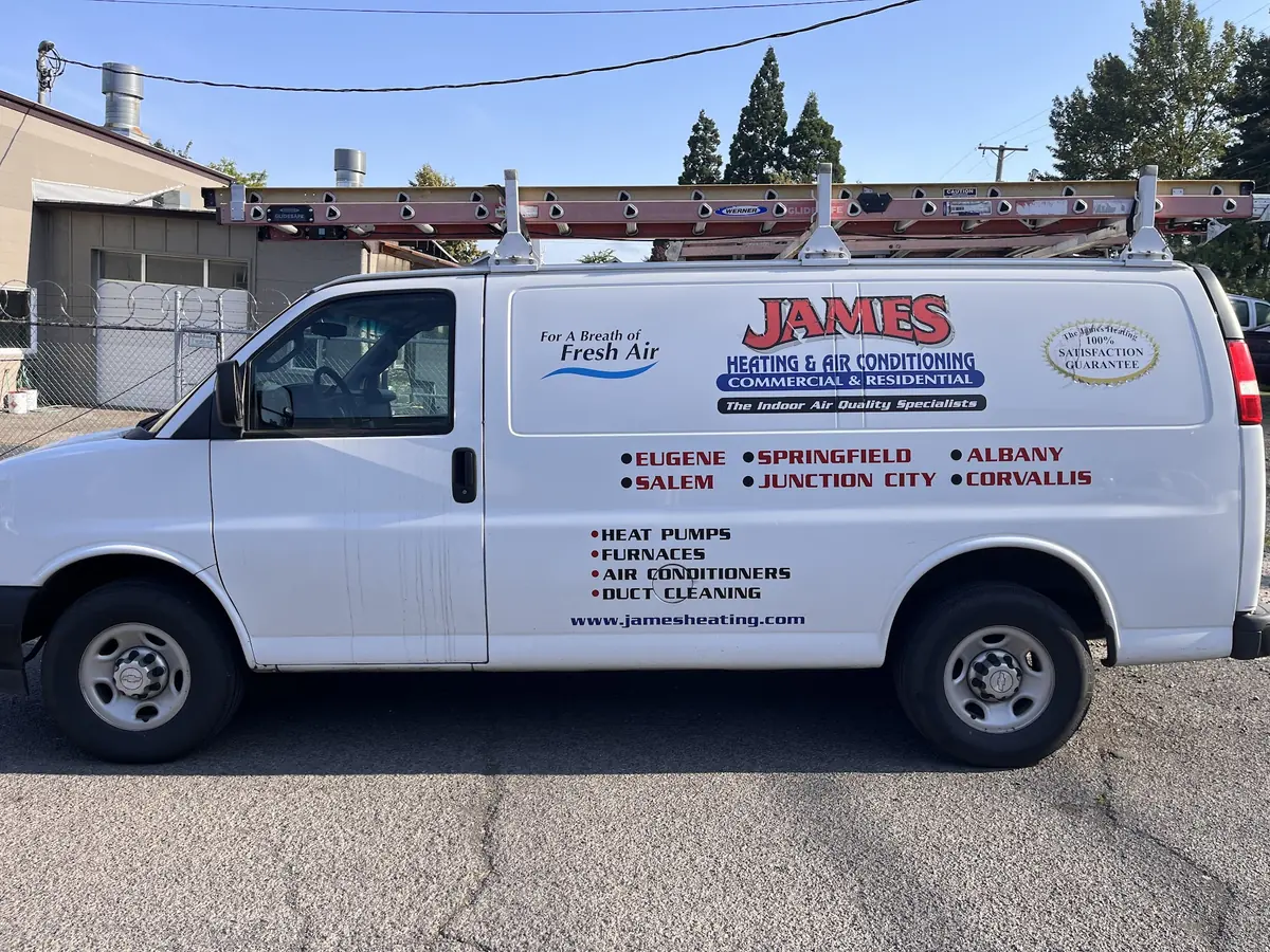 James Heating and Air Conditioning service van James Heating and Air Conditioning service van